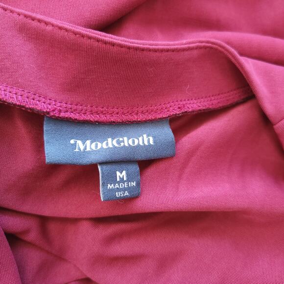 ModCloth Knit On The Town Dress Faux Wrap Midi Jersey Stretch Women Medium - Picture 10 of 14